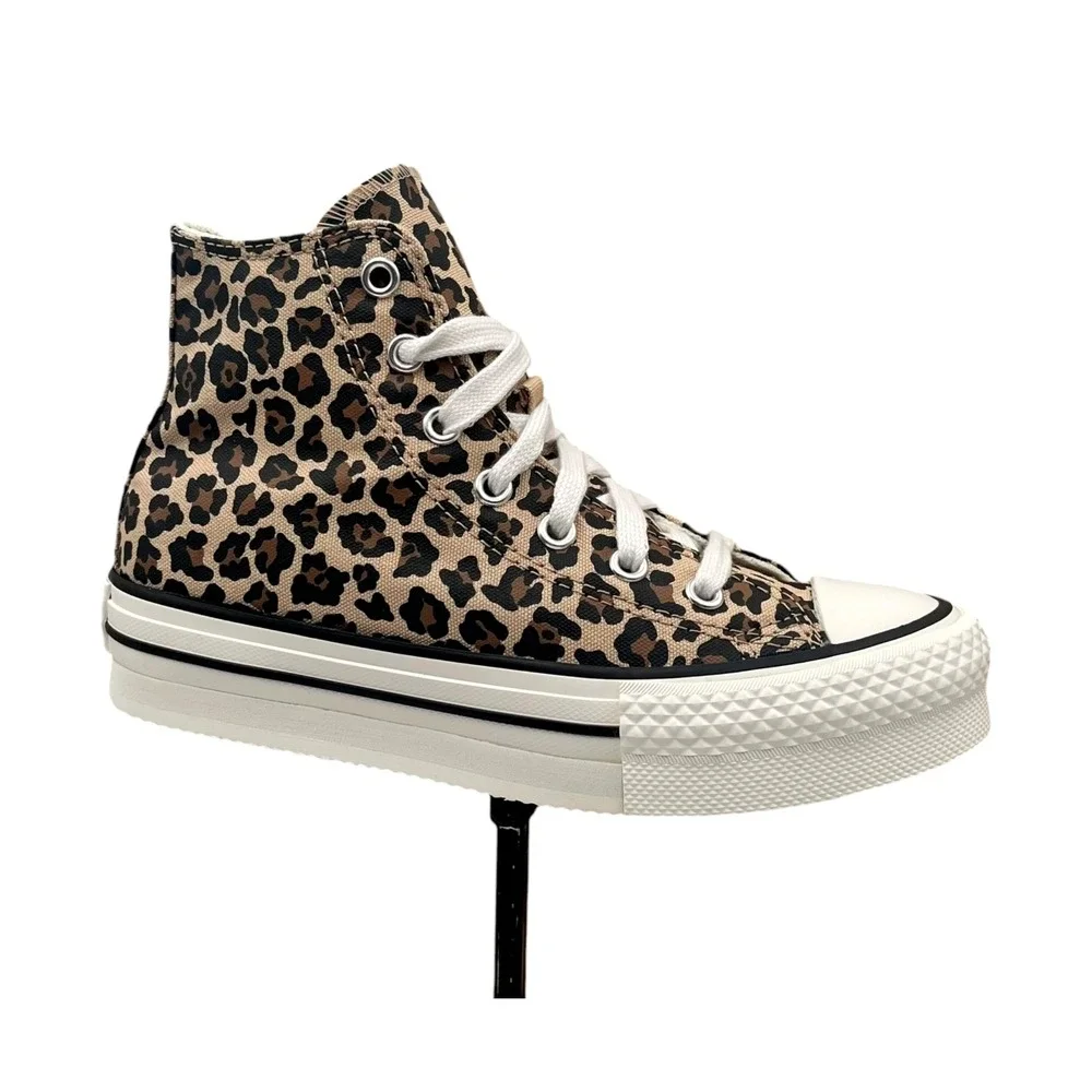 Converse Chuck Taylor Lift Youth Girls High-Top Sneakers Size 2 Vintage Leopard
